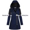 Women's Mid-Length Woolen Hooded Windbreaker with Oblique Zipper - Warm Winter Coat