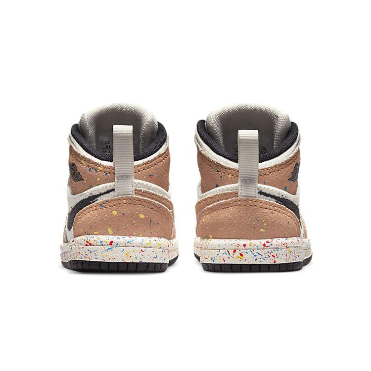 Детские кроссовки Air Jordan 1 Mid SE TD Brushstroke Paint Splatter White Sail Cider DA8012-100