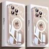Роскошный магнитный чехол Magsafe для iPhone 16 15 14 13 12 11 Pro Max Plus, прозрачный, твердый, с задней панелью, чехол