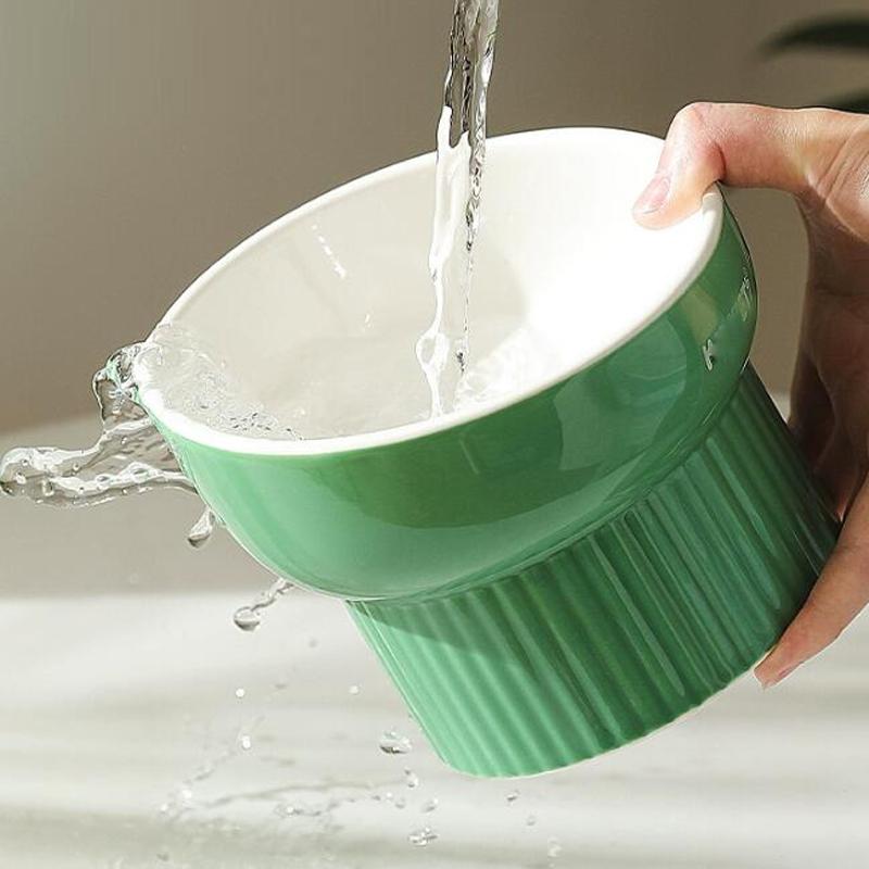 Ceramic Pet Bowl, Protection Cervical Spine, Creative, Inclined Mouth High Foot Cats Bowls, Anti Overturning Dog Water Bowl, 1Pc