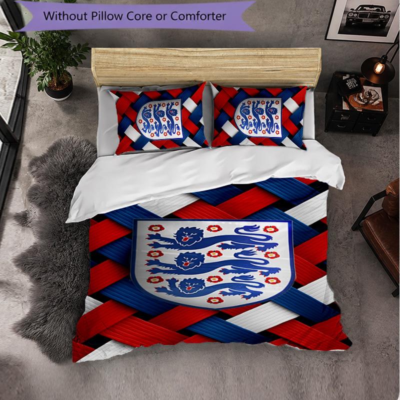 England national football team 3 Piece Bedding Set Soft Duvet Cover Set with Pillowcases Printed Bedroom Decor Set for Home