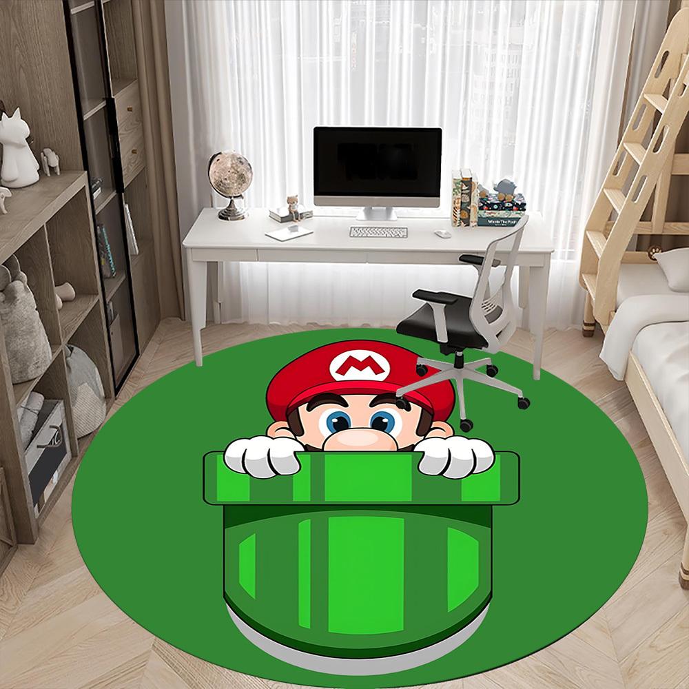 1pc Mario Office Round Area Rug, Under Office Chairs Bedroom Living Room Home Decor a1022225