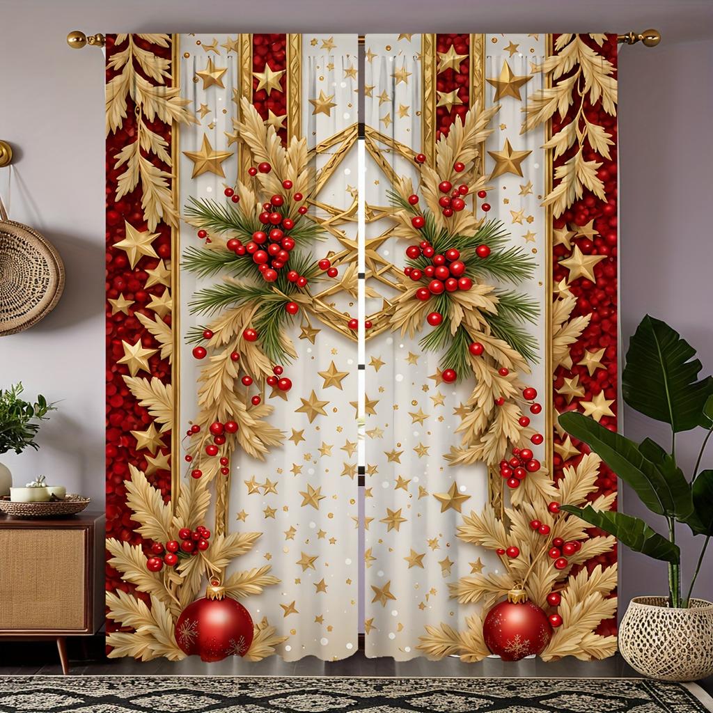 2 шт. Рождественская серия воздушных шаров с белым фоновым изображением занавеска для кабинета, кухни, гостиной, комнаты в общежитии, карман для штанги, верхнее окно