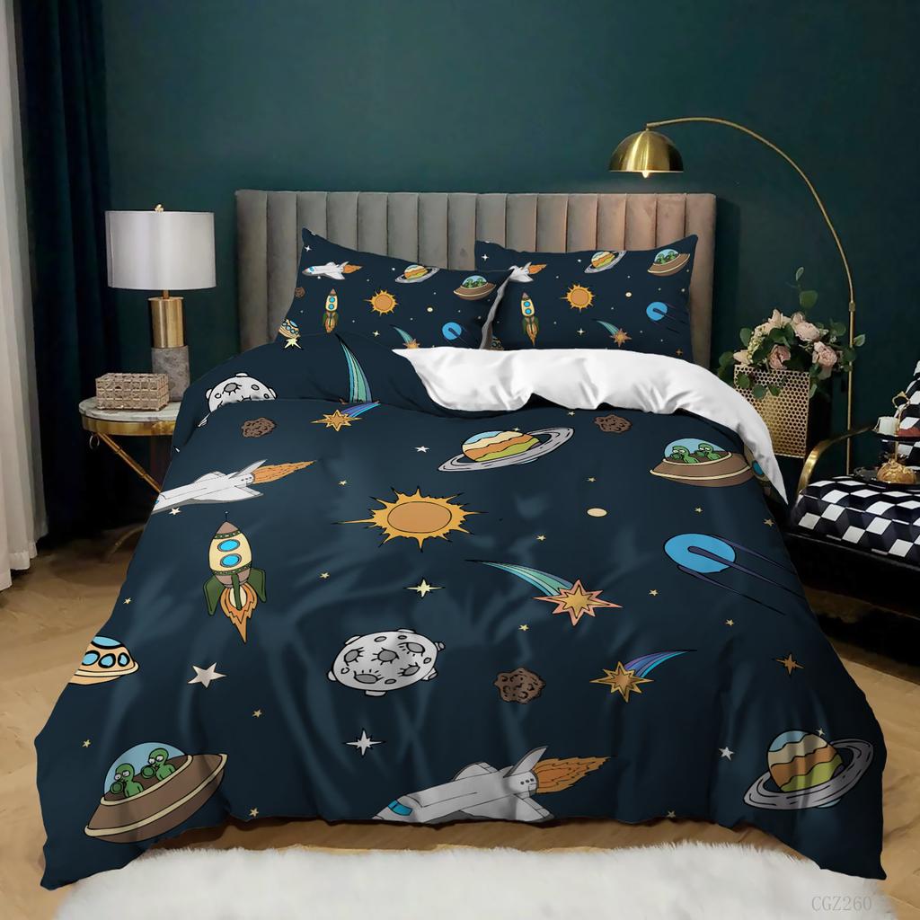 Комплекты постельного белья Galaxy Space для детей, размеры Full/Queen/King, синие комплекты пододеяльников со звездами и вселенной для мальчиков, девочек, подростков, для спальни