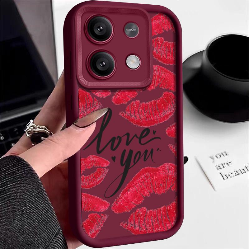 Для Xiaomi 14t 13t Poco X6 F6 X5 Pro Redmi Note 14 13 12 11 10 Pro Kiss Lips Pattern противоударный силиконовый мягкий защитный чехол для линз от падения