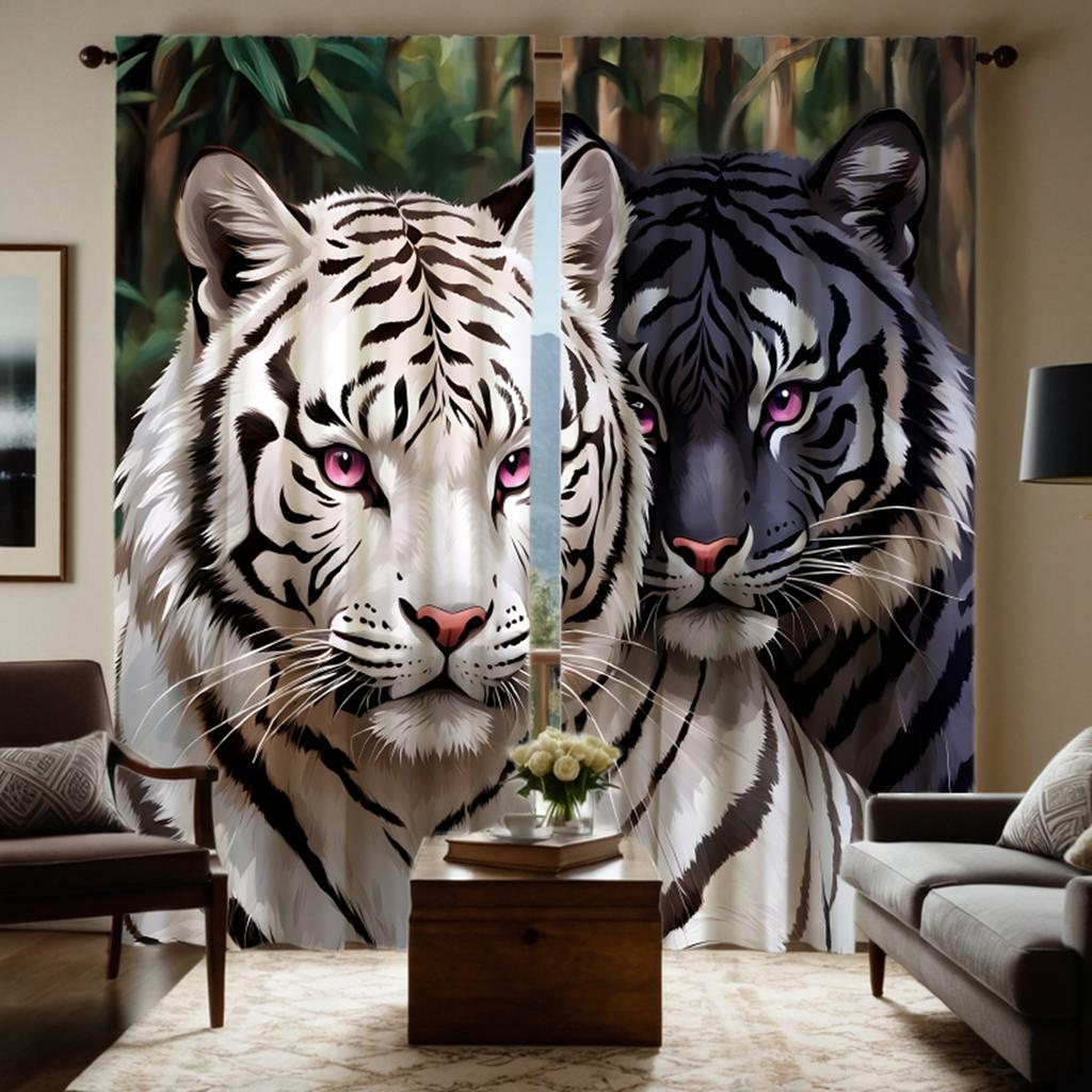 2 шт. HD белая сибирская тигровая декоративная занавеска White tie цифровая печатная занавеска для украшения дома в стиле украшения гостиной