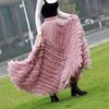 Women Cake Skirt Solid Color Mid-Waist Long Skirt with Elastic Waist Mesh