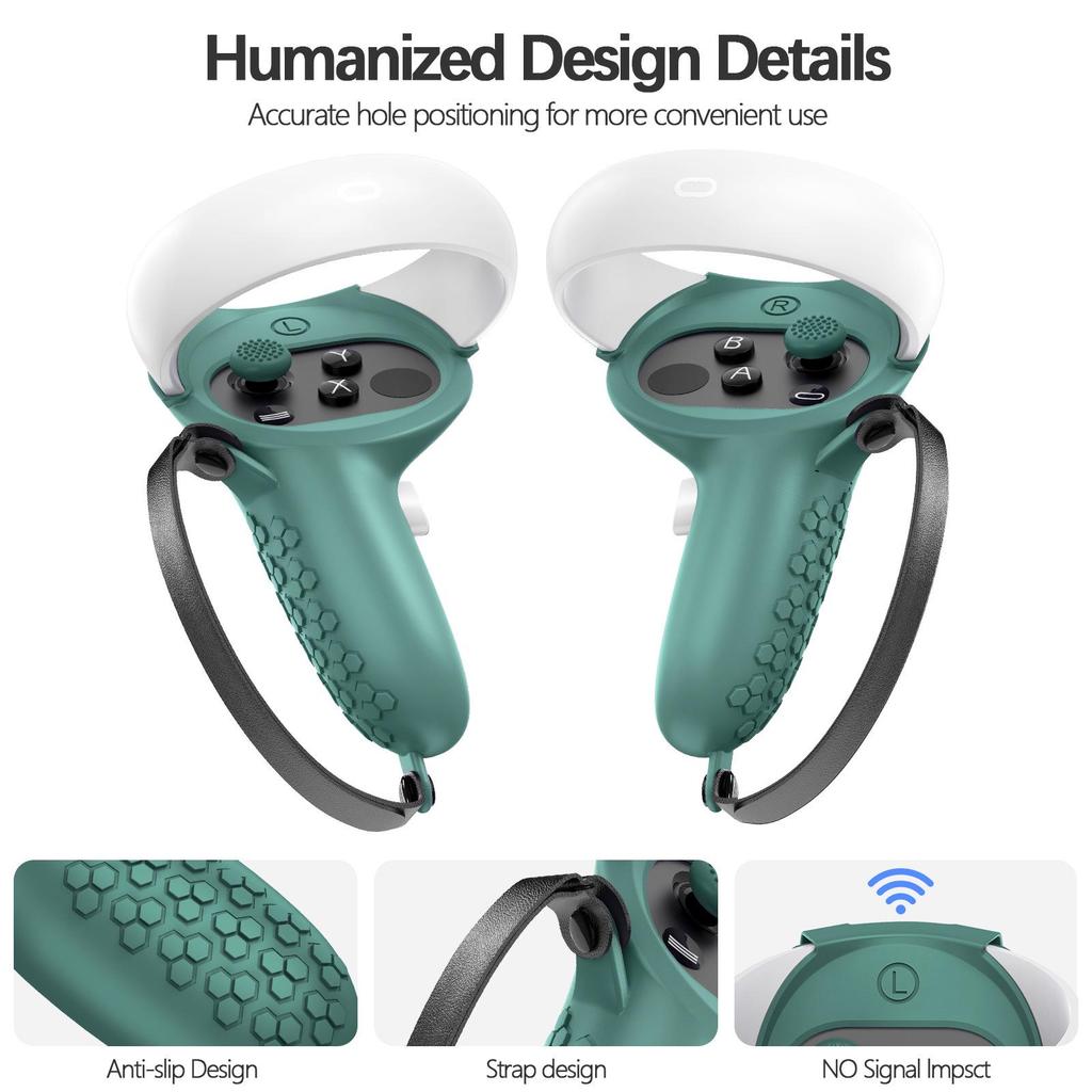 Five-Piece Silicone Protective Case Set for Meta/Oculus Quest 2: VR Controller and Main Unit Covers