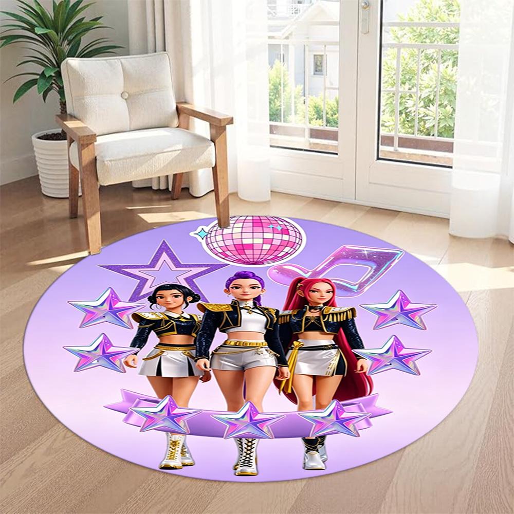 K-pop Round Carpet Perfect for Study room Dormitory Game Room Living Rooms Anti-slip Round Rug Anime Office Decor Perfect Birthday Christmas Gift Idea