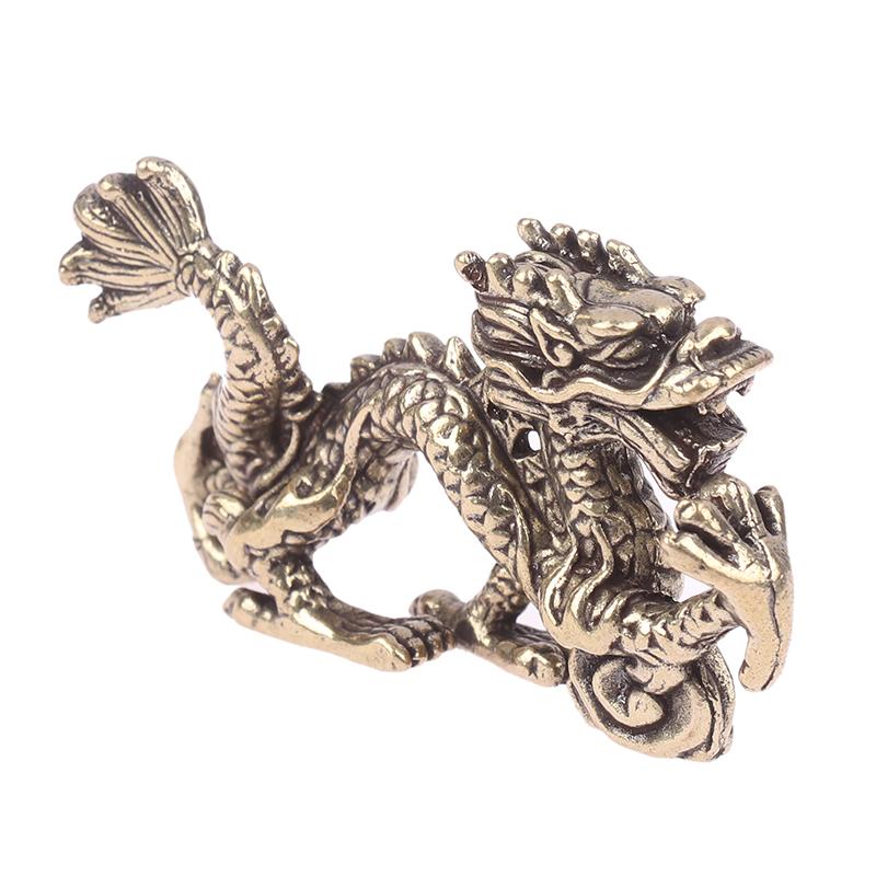 1 шт., статуэтка зодиака Дракона, богатство, латунный декор, процветание, китайский стиль, дракон, удача, животное, фэншуй, винтажный орнамент