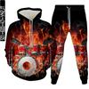 Мужские спортивные костюмы, хип-хоп, панк, череп, огонь, толстовки с 3D принтом, спортивные штаны, костюм, женская уличная одежда высокого качества, большие размеры S-6XL