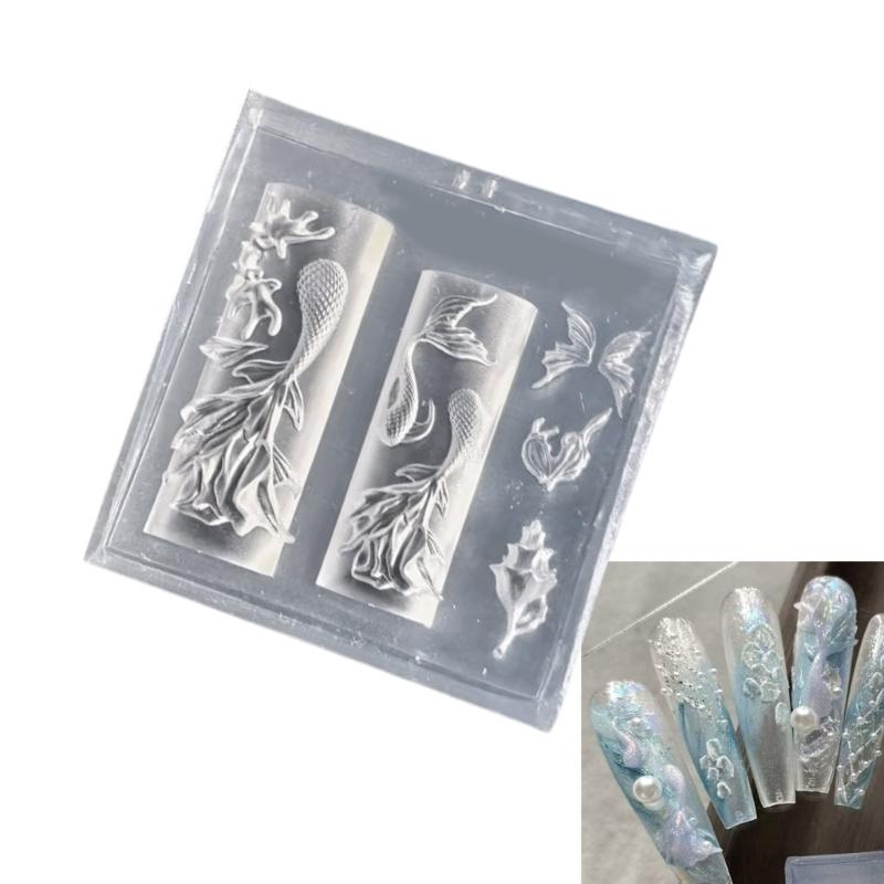 Silicone Nails Embellishment Molds Mermaids Tail Shape Small Accessories Crafting Mold for Beauty Enthusiasts Present