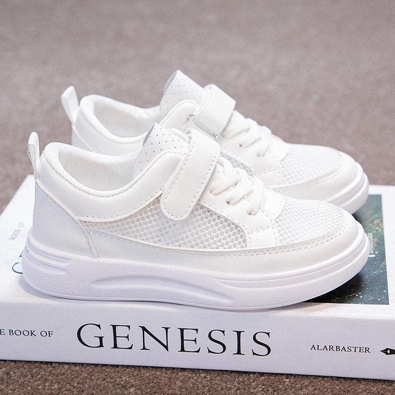 Kids Summer Breathable Mesh White Sneakers Unisex Soft Sole Casual Board Shoes For Big Children Versatile Sports Trainers