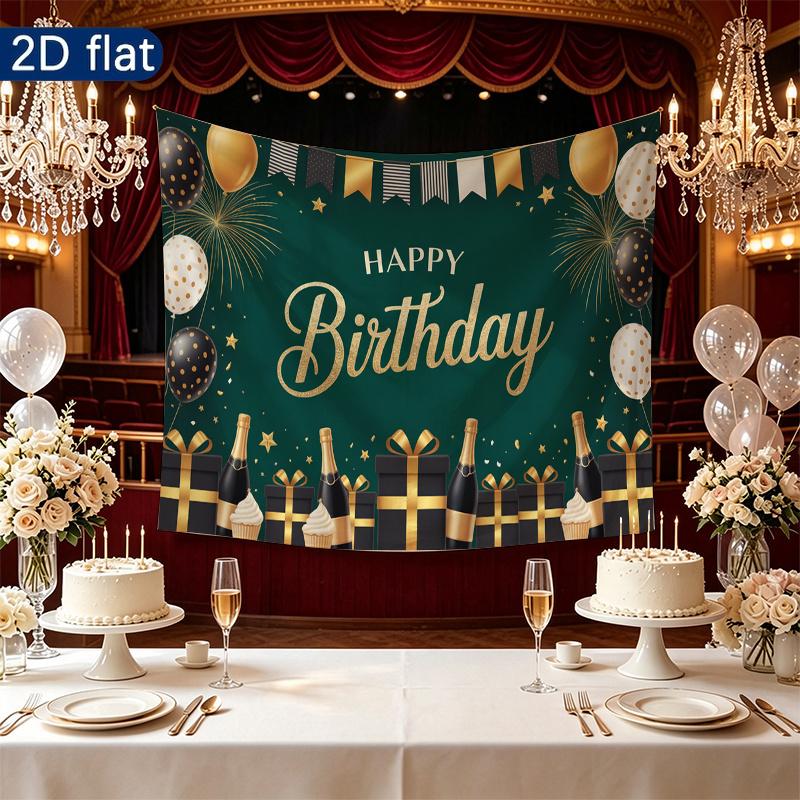Gold Balloon Photo Background 1pc - Polyester Party Decor