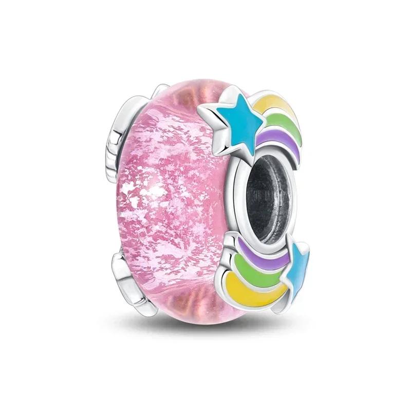 Разноцветные бусины из муранского стекла, стеклянный шарм с волнистым узором, шармы из волнистых стеклянных бусин, подходят для браслетов известных брендов, женские медные украшения, подарок