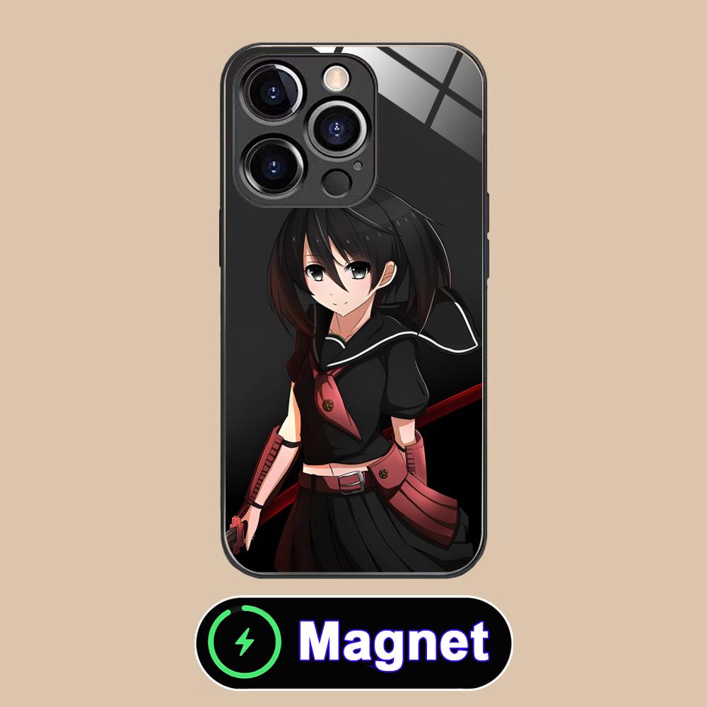 Akame Kurome Glass MagSafe Mobile Phone Case for iPhone 17 16 15 14 13 12 11 Air Pro Max Plus Mini Colorful Cover
