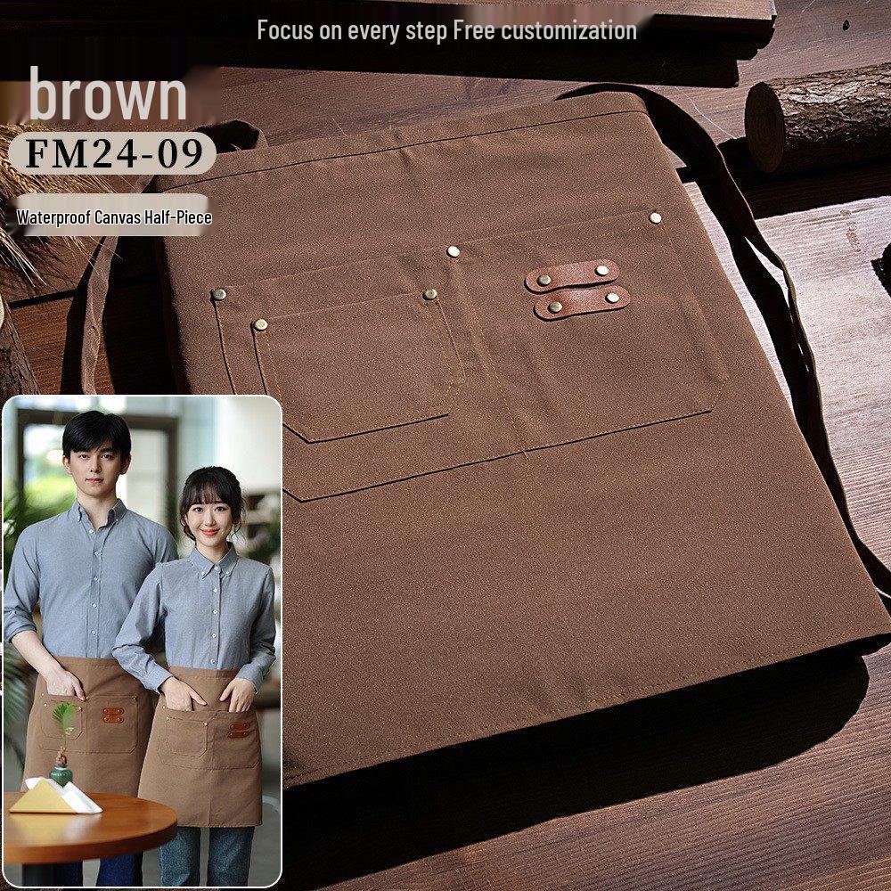 Fashionable Waterproof Canvas Half Apron - Breathable & Wear-Resistant for Work & Catering