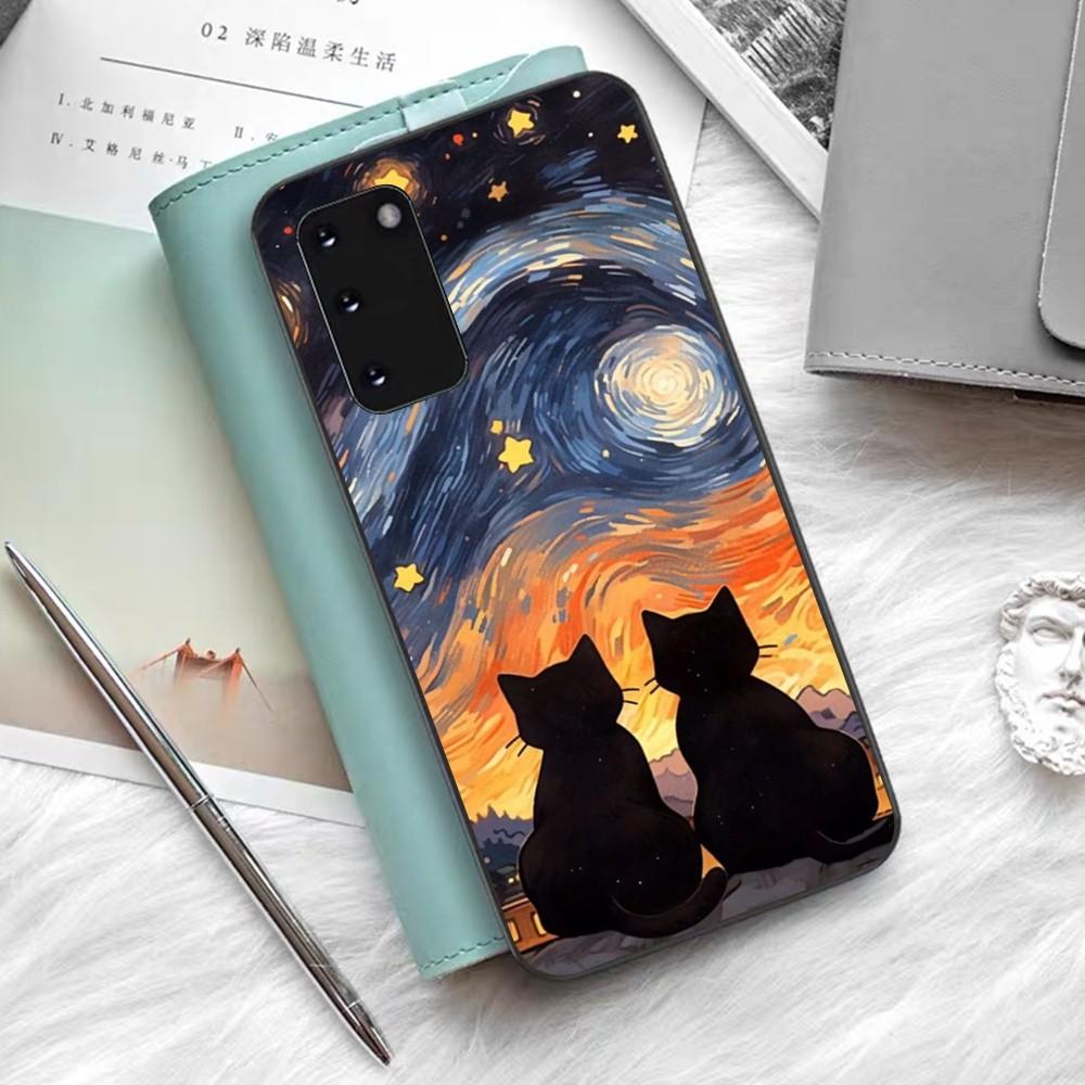 Чехол для телефона «Звездное небо с котом» для Samsung S 9 10 20 21 22 23 30 23 24 Plus Lite Ultra FE S10lite Fundas