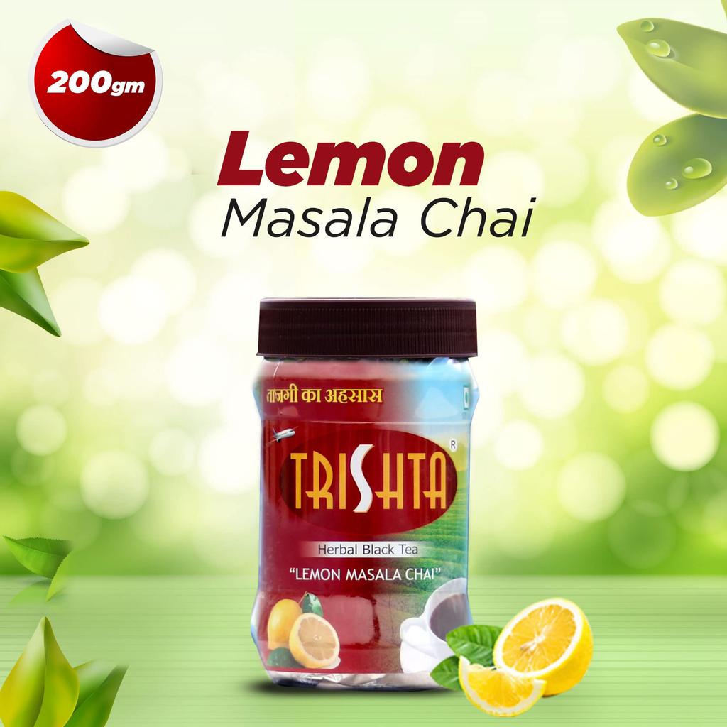 Trishta Lemon Masala Chai Tea Barni 200Gm | Healthy Tea | Loaded Herbs | Antioxidant | 10 Seconds To Prepare | 100% Natural | No Preservatives