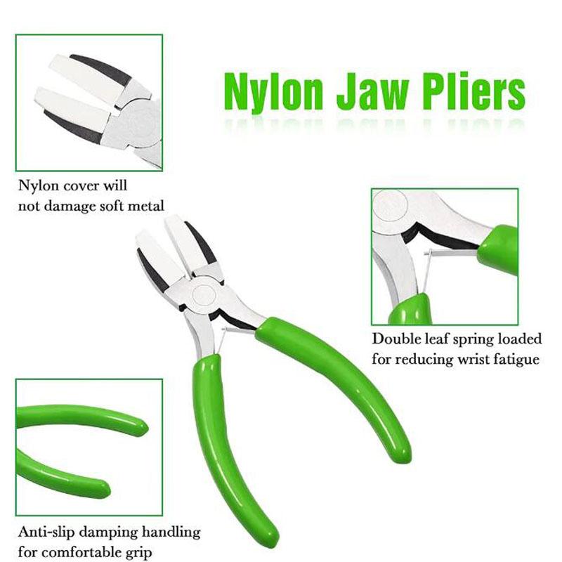 Nylon Nose Pliers Double Nylon Pliers Carbon Steel Jewelry Pliers DIY Tools for Beading Looping Shaping Wire Jewelry