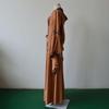 Medieval Retro Hooded Dress with Square Neck, Lace-Up Detail, and Bell Sleeves
