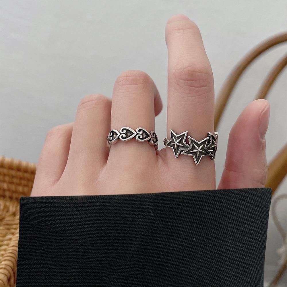 Регулируемое ретро-кольцо в форме сердца с надписью Love Heart Vintage Opening Finger Rings Star Open Design Ring для леди/девушек