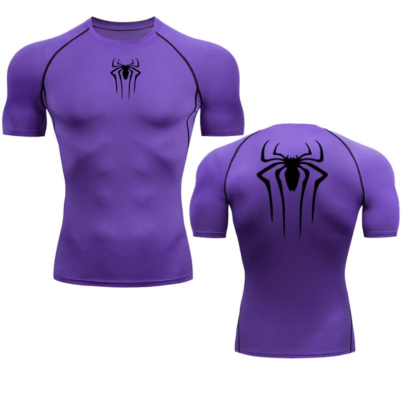 Printed Men's Athletic Compression Shirts Athletic Quick Dry Breathable Rash Guard Athletic Tight Workout Tops Summer Men