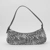 Women's Zebra Pattern Black Faux Leather Baguette Shoulder Bag