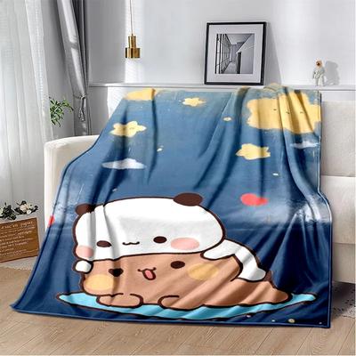 Одеяло с рисунком медведя и папы из мультфильма, милое, серии Bubu Dudu, для детей, теплое, фланелевое, мягкое, удобное, для дома