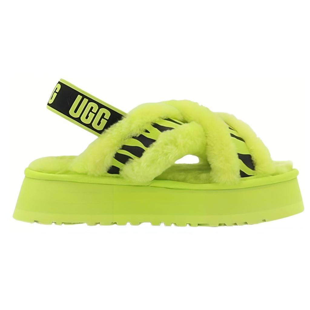 UGG Disco Cross Slide Animalia Sheepskin Plush Comfortable Casual Slippers Women Slippers Green 1128213-KLM