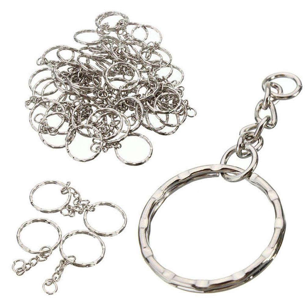 25mm NEW DIY Polished Silver Keychain Keyring Key Fob Short Chain
