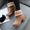 Women's Fur Warm Snow Boots 2023 Winter New Warm Wool Booties Ankle Boot Platform Shoes Turned-over Edge Casual Women Mid Boots
