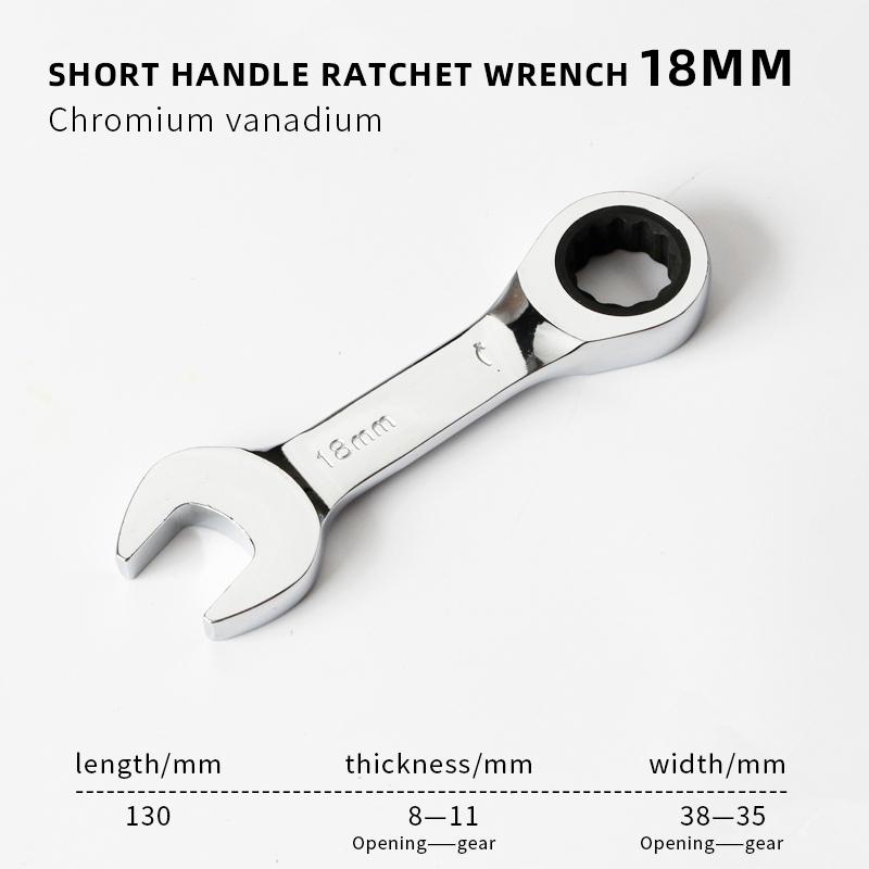 1 шт. 8-19 мм 72 зуба короткая ручка трещотка торцевой ключ CRV быстро открывающийся реверсивный комбинированный короткий гаечный ключ авторемонтные инструменты