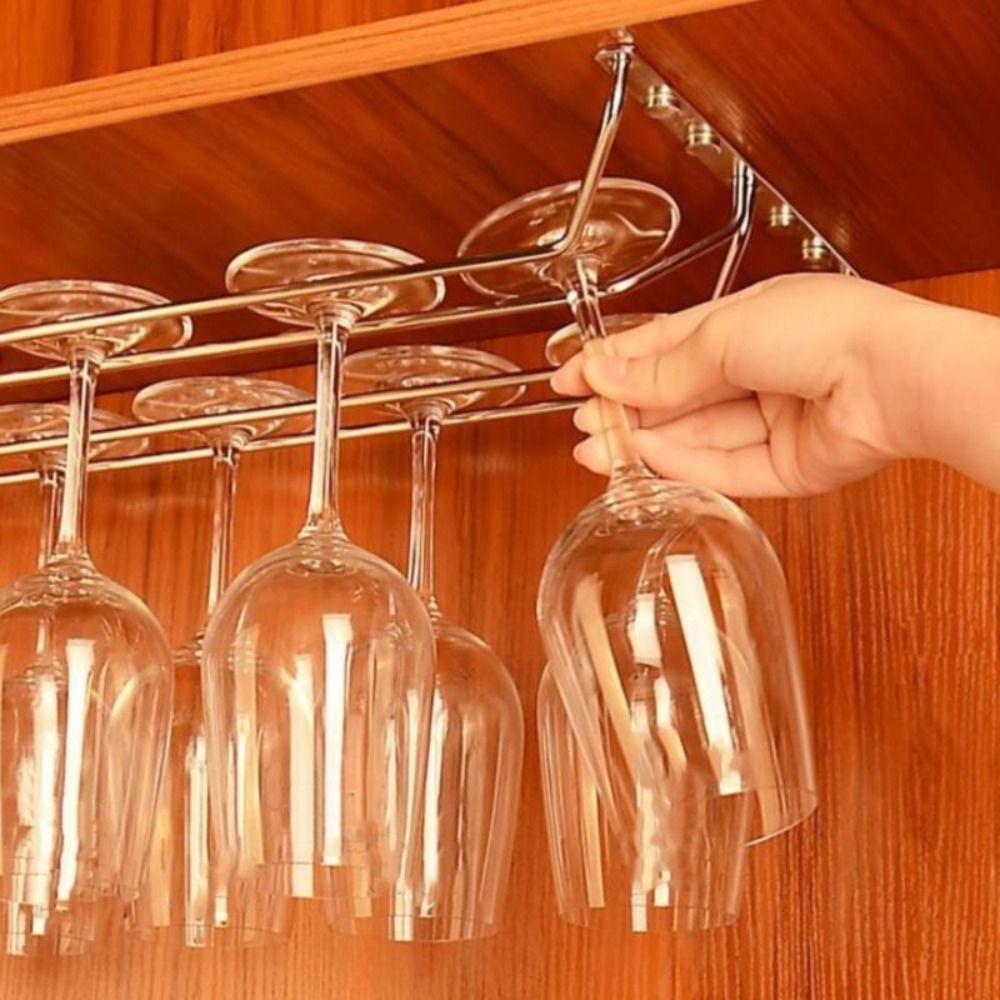 Glass Rack Single Row Double Row Wall Hanging Glass Holder Wine Rack Goblet Holder Wine Glass Rack