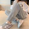 Spring & Fall Thin Loose Cropped High Waist Style In Gray Sports Pants