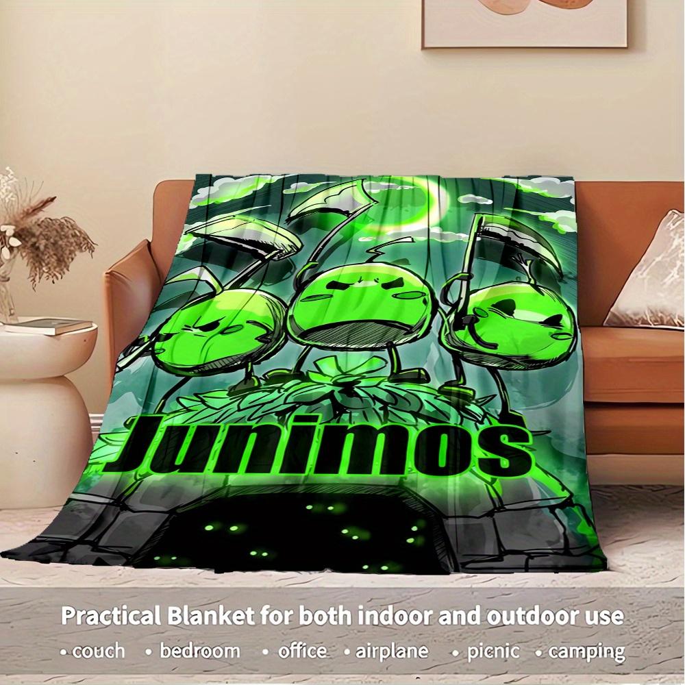 1pc Junimos,Green,CharactersDigital Print Fleece Blanket - Contemporary Style, Suitable for All Seasons, Perfect for Home, Travel, or Campin