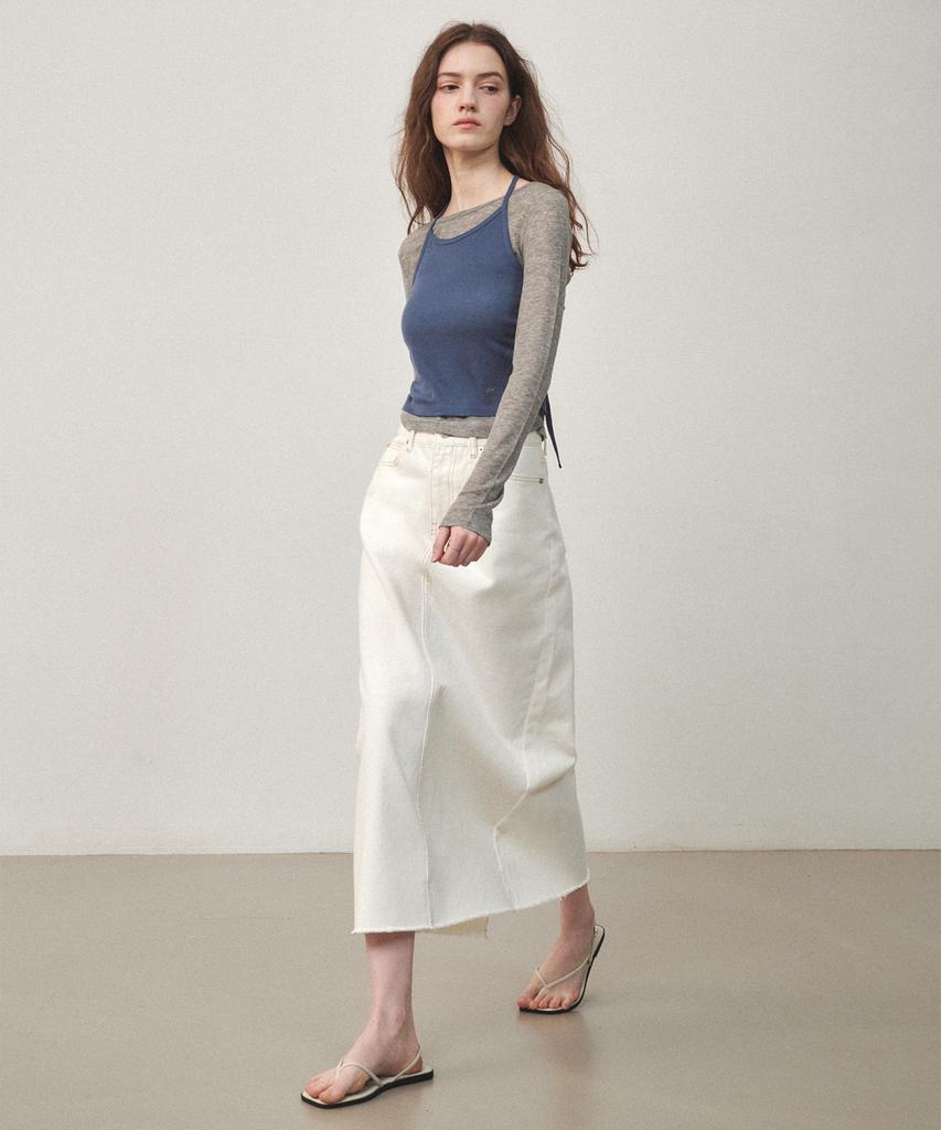 Ost Kaka Essential Denim Long Skirt White