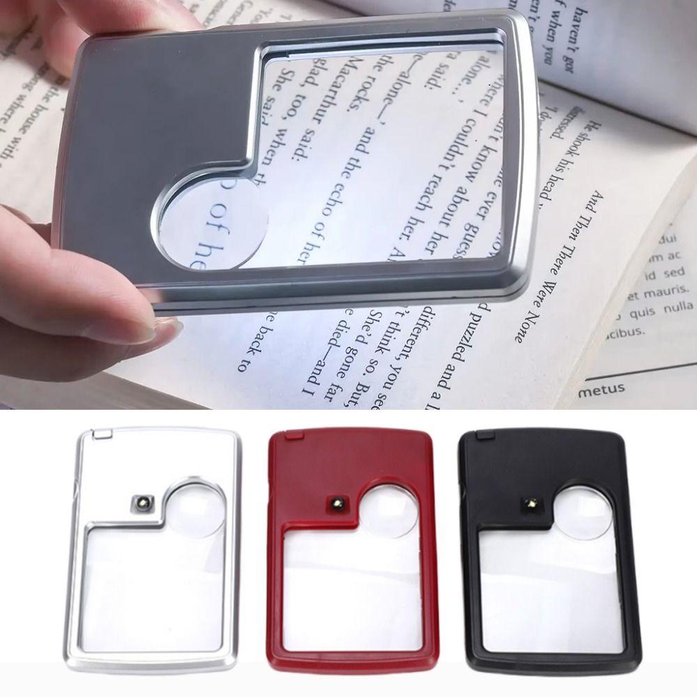 LED Light Magnifier Loupe Ultra-Thin Reading Magnifier Card Magnifying Glass Reading For Elderly