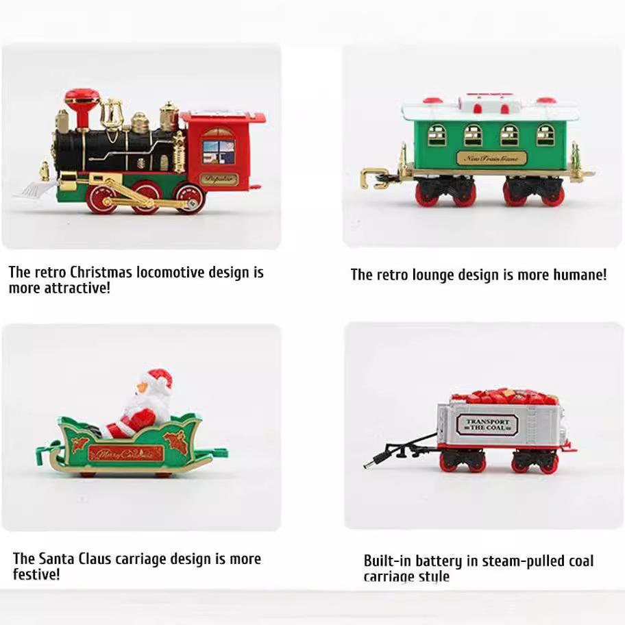 Foreign Trade Electric Christmas Train Electric Lights Music Can Be Hung Christmas Rail Car Christmas Decoration Gift Toys