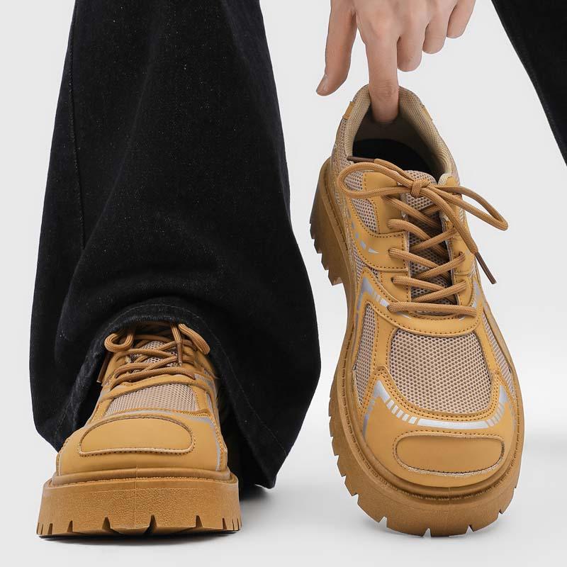 Derby shoes lace-up breathable big head shoes flow platform heightening shoes men's low-top casual shoes