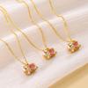 2026 New Women's European American Animal Style Cartoon Macaron Color Cute Stainless Steel Rocking Horse Pendant Necklace Bamboo