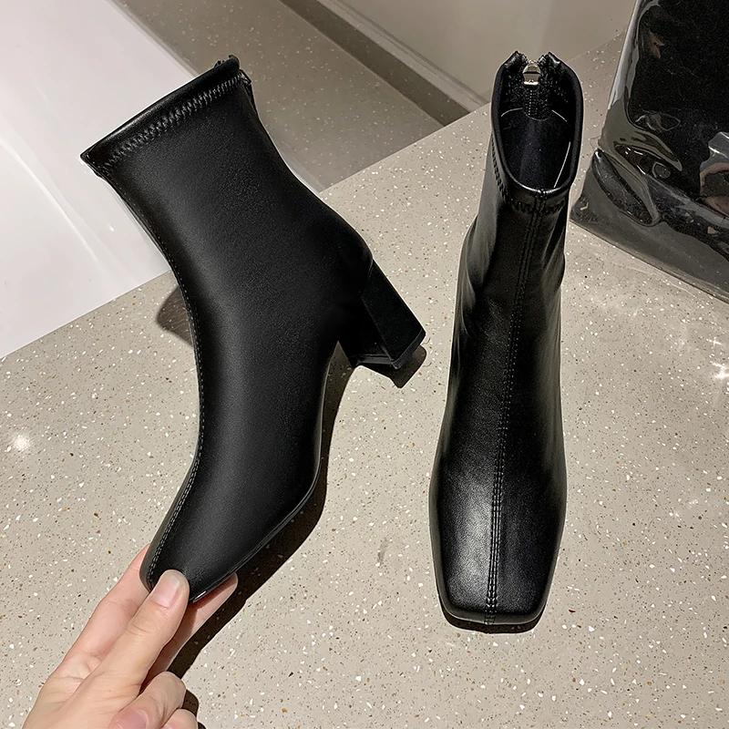 Fashion Plus Size 43 Women Victorian Ankle Boots Leather Lace Heel Shoes for Women Lace Up Spliced Fashion Ladies High Heels Woman Boots
