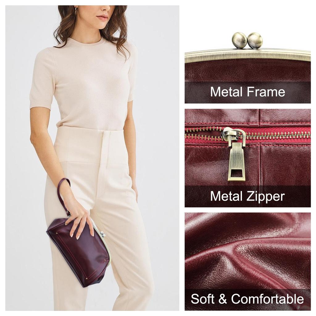 CONTACT'S 2024 сумки-клатчи из натуральной кожи с замком Kiss Lock, дизайн с металлическим каркасом, женские модные сумки с карманом для телефона, женские сумки, сумки