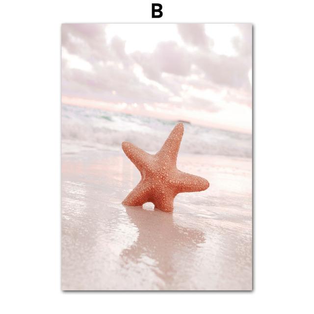 Розовый пляжный пейзаж настенные картины холст картины морской пейзаж плакаты принты для современной гостиной домашний декор