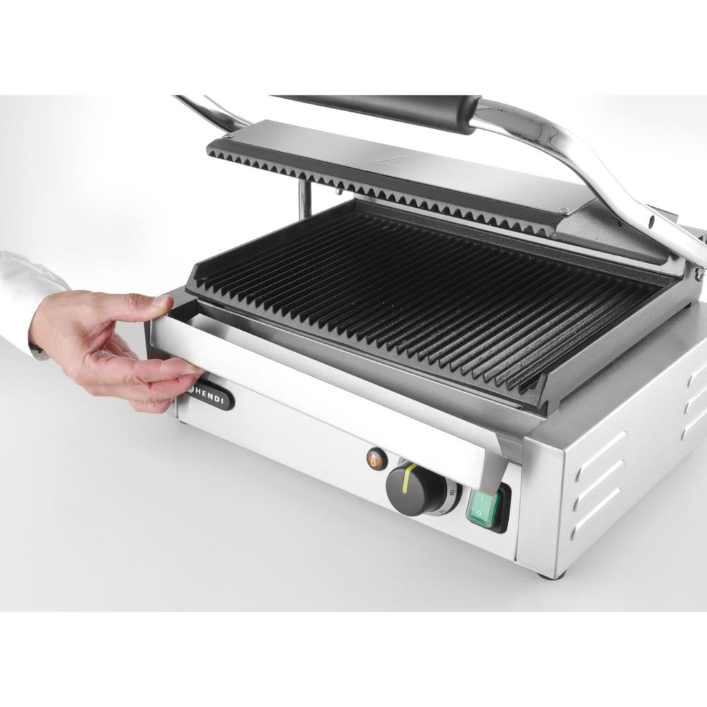 Contact Panini Grill, Grooved, 2200W - Hendi 263655