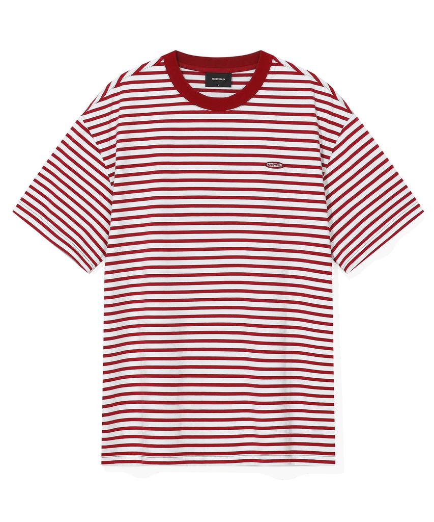 BEENTRILL Oval Wappen Striped T-Shirt (Red)