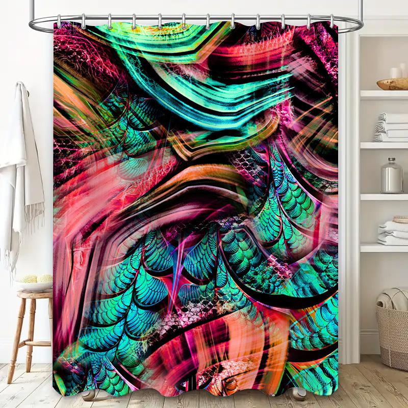 Абстрактная красочная шторка для ванной, идеально подходящая для создания спа-атмосферы в вашем интерьере ванной комнаты