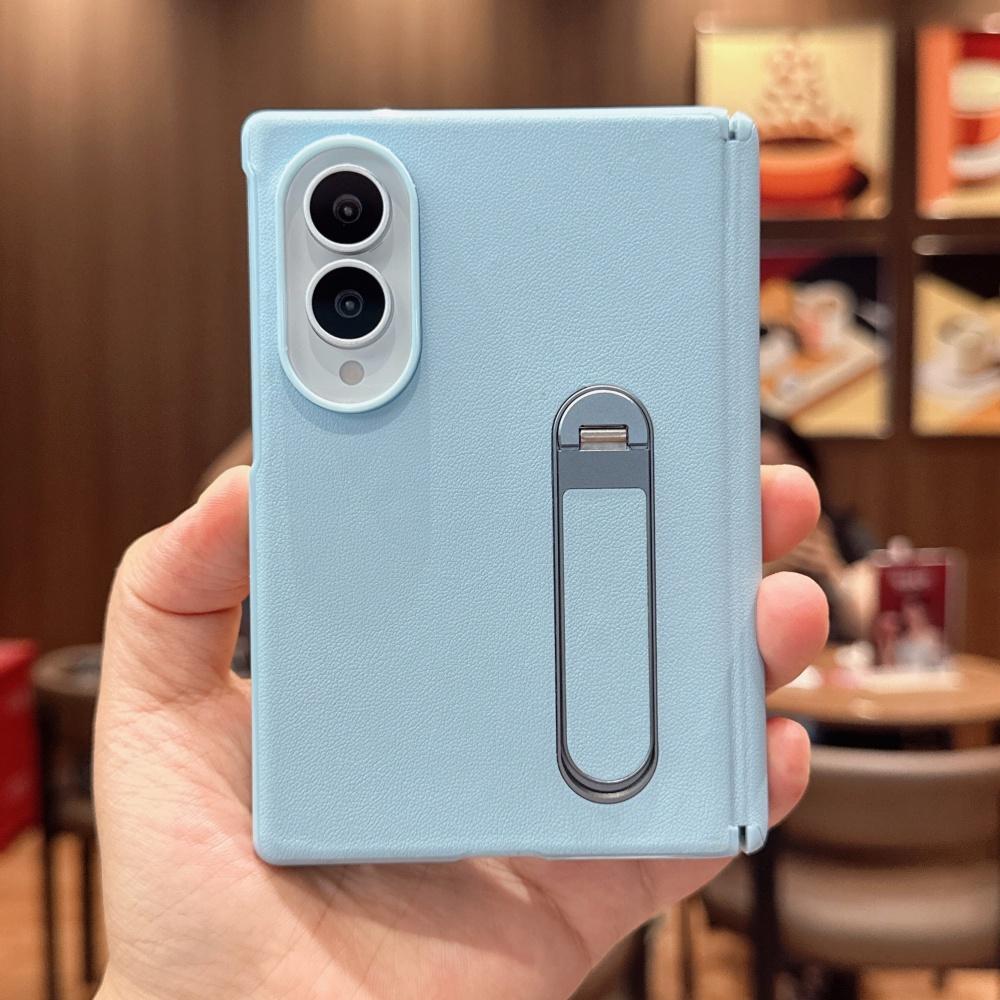 Matte Leather Fold Stand Holder Phone Case For Samsung Galaxy ZFold 8 Hinge Tempered Glass Screen Protector Shockproof Cover