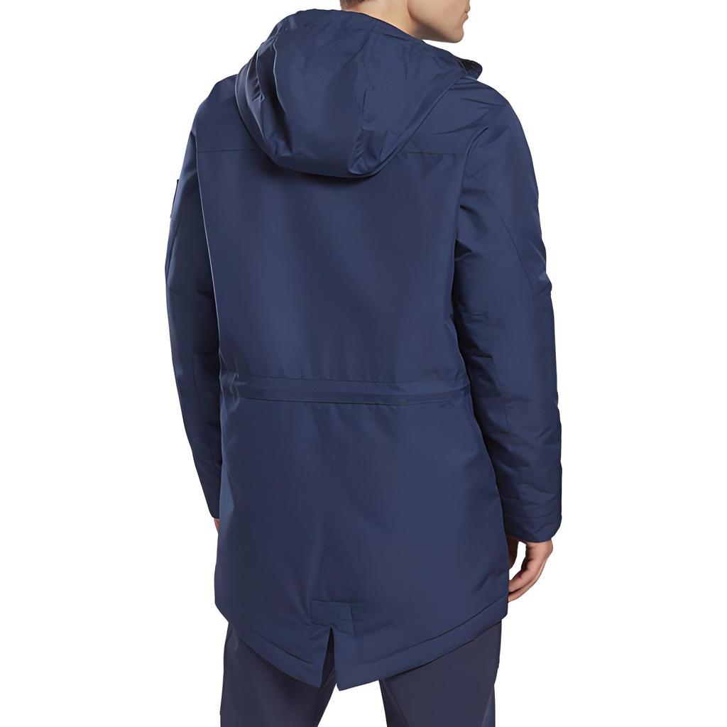 Reebok Мужская спортивная хлопковая куртка средней длины, теплая, на молнии, для улицы, синяя FU1684