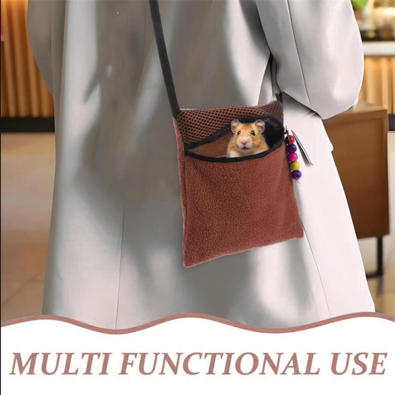 1 шт. Сумка-переноска для маленьких питомцев, сумка-шлейка для хомяка, спальный мешок для хомяка, двухслойный плюшевый, теплый, удобный, зимние принадлежности, подходит для хомяков, песчанок